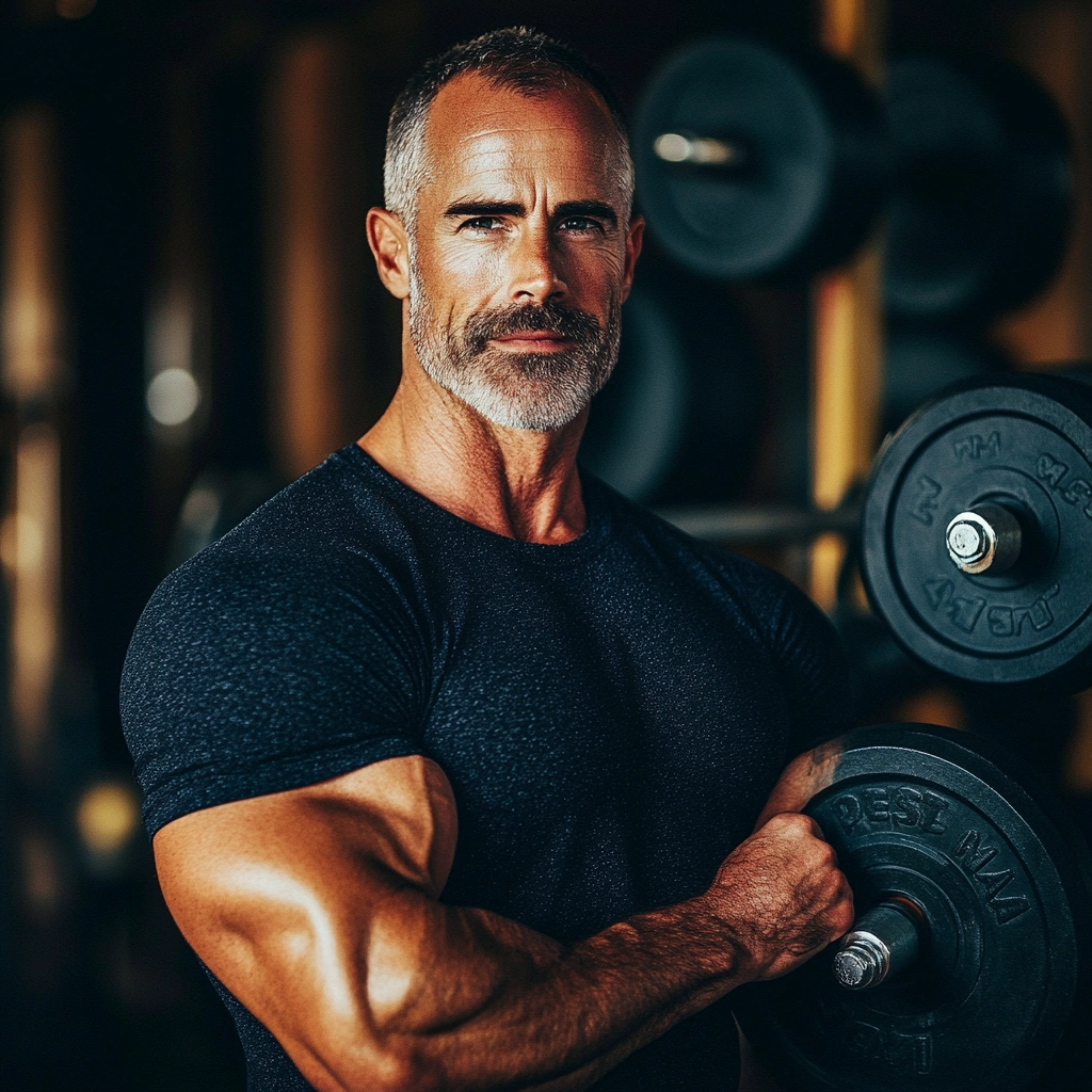 Man over 50's in the gym