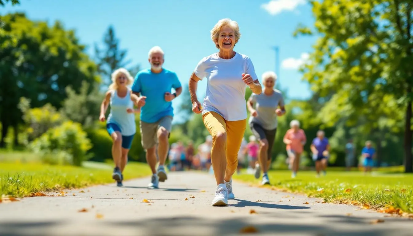 A group of active seniors engaging in different physical activities, showcasing the importance of staying fit after 50.