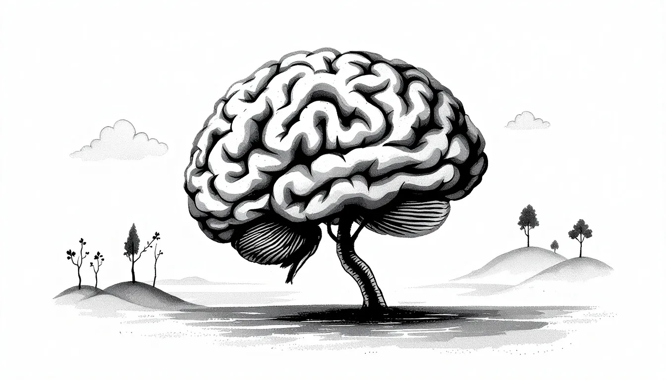 A scientific illustration depicting the brain's response to mindfulness.